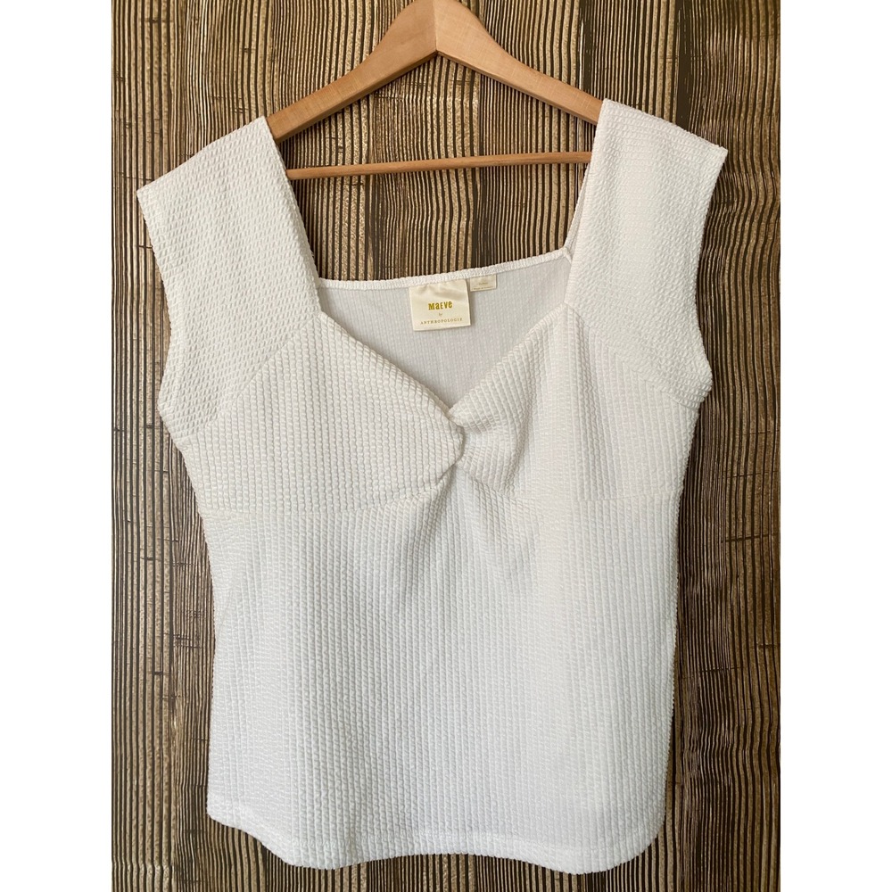 Maeve Anthropologie Top XL White Textured Sweetheart Twist Festival Beach Boho